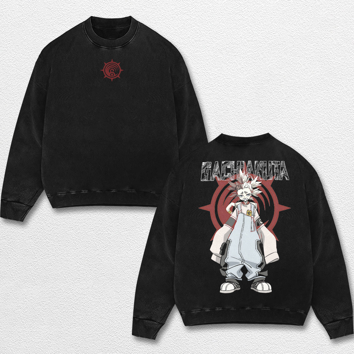 Retro Dear Santa - Gachiakuta Oversize Lightweight Acid Washed Hoodie Sweatshirt Tee, Anime Graphic Desig – image 3