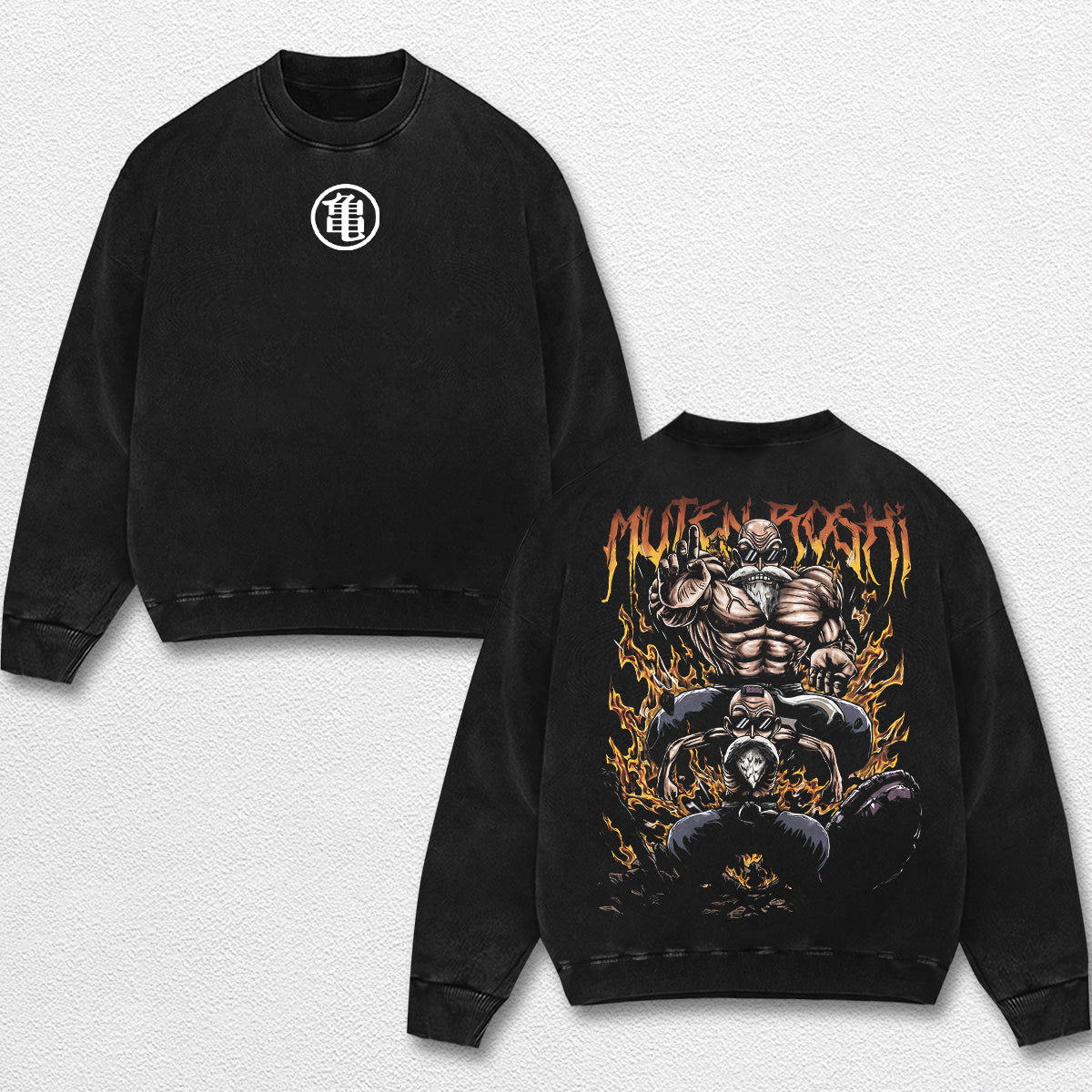 Retro Muten Roshi - Dragon Ball Z Oversize Lightweight Acid Washed Hoodie Sweatshirt Tee, Anime Graphic D – image 3