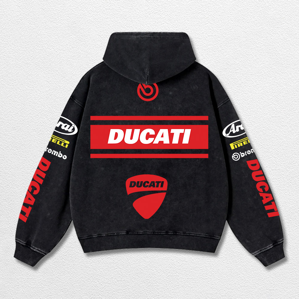 Retro Brembo Ducati Racing Washed Hoodie MotoGP World Champion Enthusiast Apparel Streetwear Racing Team  – image 3