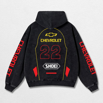 Retro 22 Chevrolet Racing Washed Hoodie MotoGP World Champion Enthusiast Apparel Streetwear Racing Team S – image 2