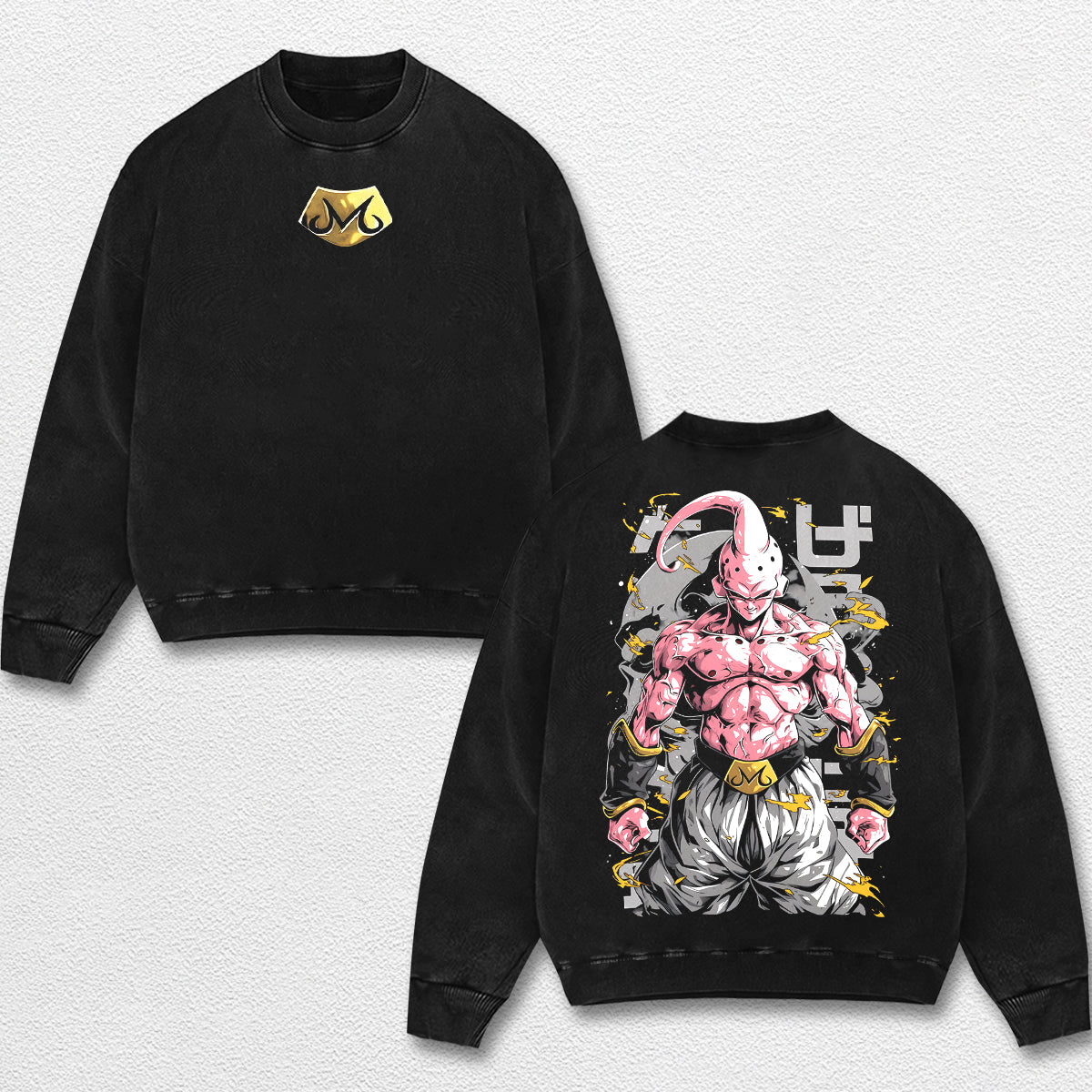 Retro Super Majin Buu - Dragon Ball Z Oversize Lightweight Acid Washed Hoodie Sweatshirt Tee, Anime Graph – image 3