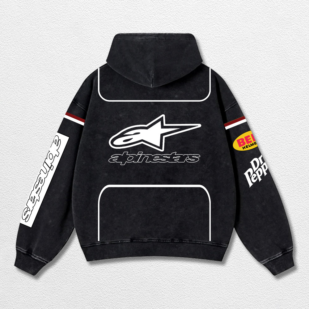 Retro Alpinestars Dr Pepper Racing Washed Hoodie MotoGP World Champion Enthusiast Apparel Streetwear Raci – image 3