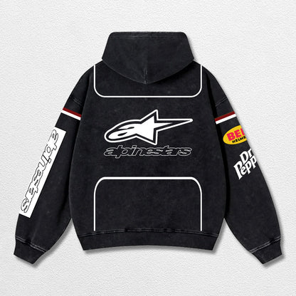 Retro Alpinestars Dr Pepper Racing Washed Hoodie MotoGP World Champion Enthusiast Apparel Streetwear Raci – image 3