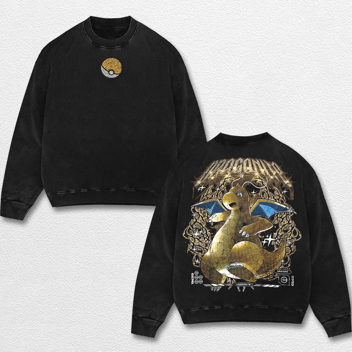Retro Dragonite - Pokemon Oversize Lightweight Acid Washed Hoodie Sweatshirt Tee, Anime Graphic Design Un – image 3