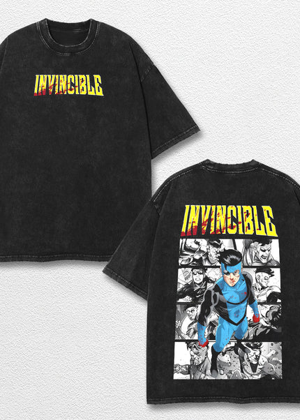 Retro Invincible Mark Grayson Blue Graphic Tee, Invincible MCU Animated Series T Shirt, Superhero Punch C – image 1