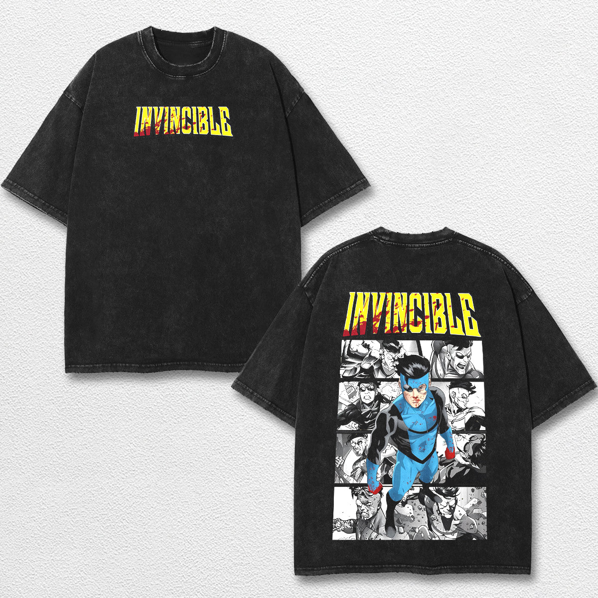 Retro Invincible Mark Grayson Blue Graphic Tee, Invincible MCU Animated Series T Shirt, Superhero Punch C – image 1