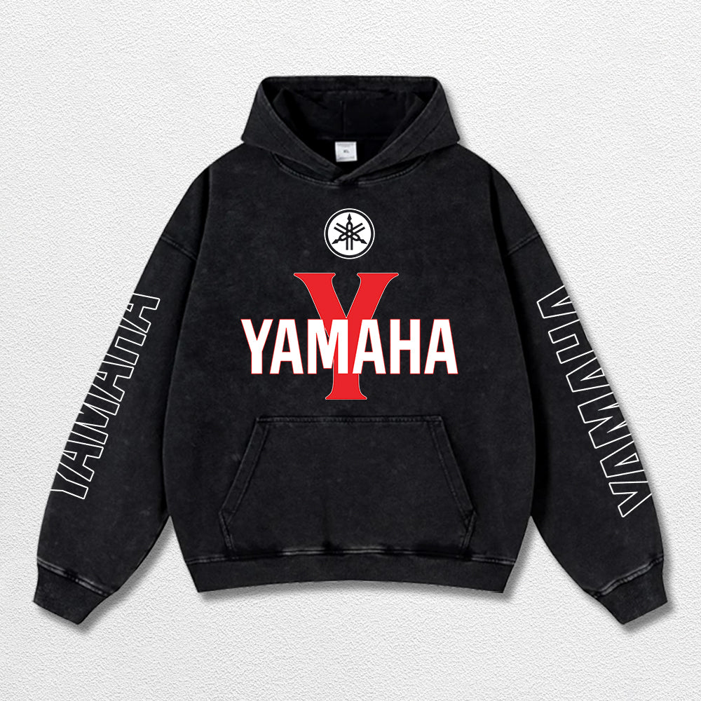 Retro Alpinestars Yamaha Racing Washed Hoodie MotoGP World Champion Enthusiast Apparel Streetwear Racing  – image 3