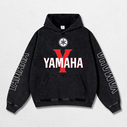 Retro Alpinestars Yamaha Racing Washed Hoodie MotoGP World Champion Enthusiast Apparel Streetwear Racing  – image 3