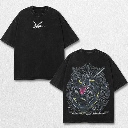 Retro Rayquaza - Pokemon Oversize Lightweight Acid Washed Hoodie Sweatshirt Tee, Anime Graphic Design Uni – image 1