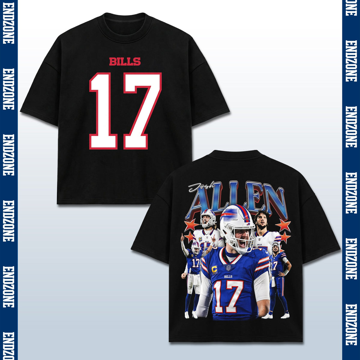 Josh Allen Buffalo Bills #17 Multi-Photo Action Vintage Graphic Hoodie Sweatshirt T-Shirt, NFL  – Black
