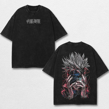 Retro Satoru Gojo - Jujutsu Kaisen Oversize Lightweight Acid Washed Hoodie Sweatshirt Tee, Anime Graphic  – image 1