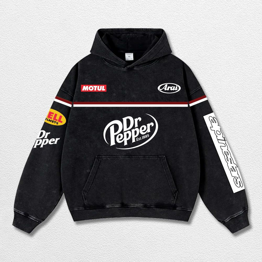 Retro Alpinestars Dr Pepper Racing Washed Hoodie MotoGP World Champion Enthusiast Apparel Streetwear Raci – image 2
