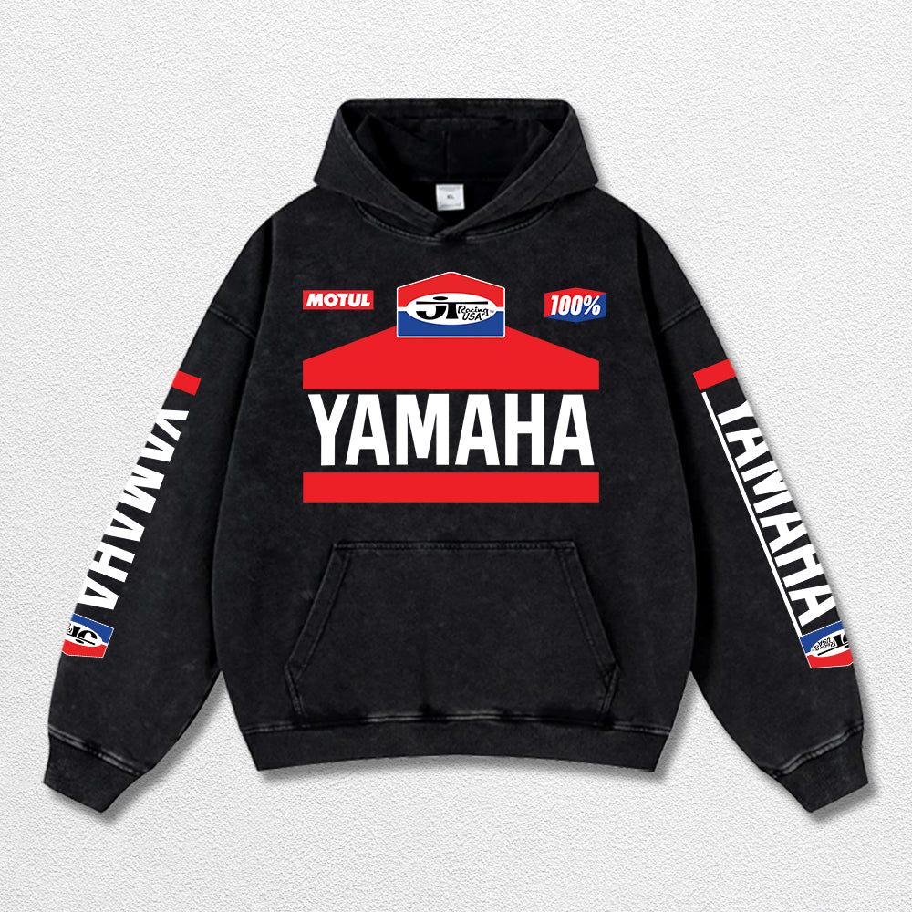 Retro JT Yamaha Racing Washed Hoodie MotoGP World Champion Enthusiast Apparel Streetwear Racing Team Supe – image 3