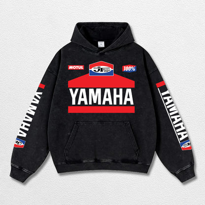 Retro JT Yamaha Racing Washed Hoodie MotoGP World Champion Enthusiast Apparel Streetwear Racing Team Supe – image 3