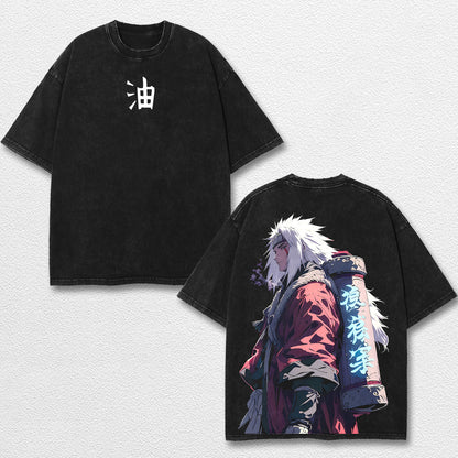 Retro Jiraiya Legendary - Naruto Oversize Lightweight Acid Washed Hoodie Sweatshirt Tee, Anime Graphic De – image 1