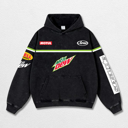 Retro Alpinestars Mountain Dew Racing Washed Hoodie MotoGP World Champion Enthusiast Apparel Streetwear R – image 3