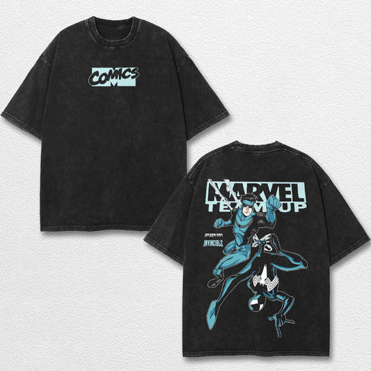 Retro MTU Spiderman x Mark Grayson Graphic Tee, Invincible MCU Animated Series T Shirt, Superhero Punch C – image 1