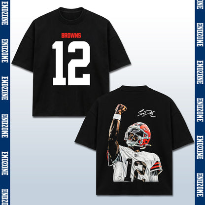 Tom Brady Cleveland Browns #12 Raising Fist Vintage Graphic Hoodie Sweatshirt T-Shirt, NFL Foot – Black