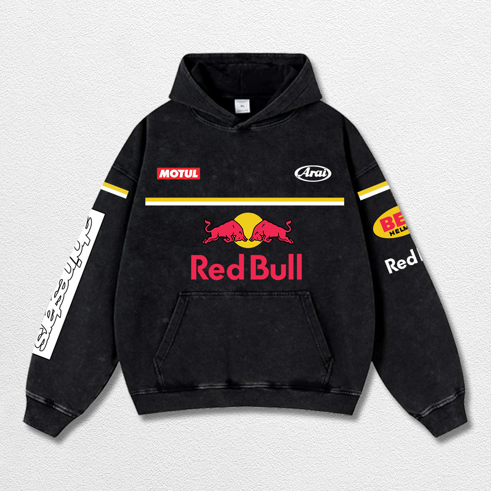 Retro Alpinestars Red Bull Racing Washed Hoodie MotoGP World Champion Enthusiast Apparel Streetwear Racin – image 3