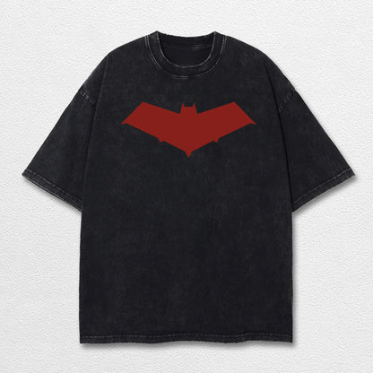 Red Hood Superhero DC Comic Double Printed Oversize Lightweight Acid Washed Tee, Character Comics TV Seri – image 3
