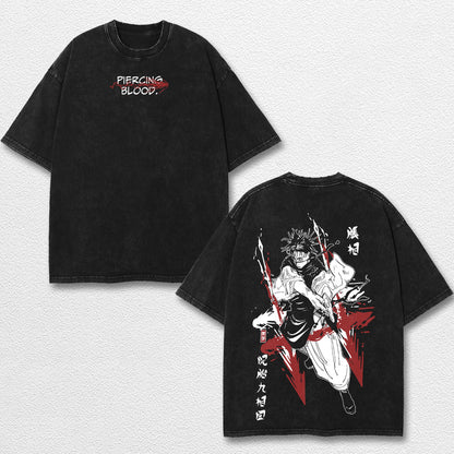 Retro Choso Piercing Blood - Jujutsu Kaisen Oversize Lightweight Acid Washed Hoodie Sweatshirt Tee, Anime – image 1