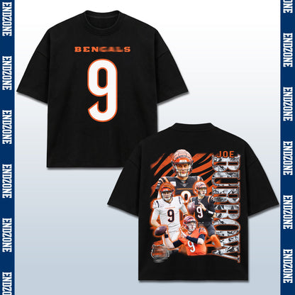 Joe Burrow Cincinnati Bengals #9 Multi-Photo Collage Vintage Graphic Hoodie Sweatshirt T-Shirt, – Black