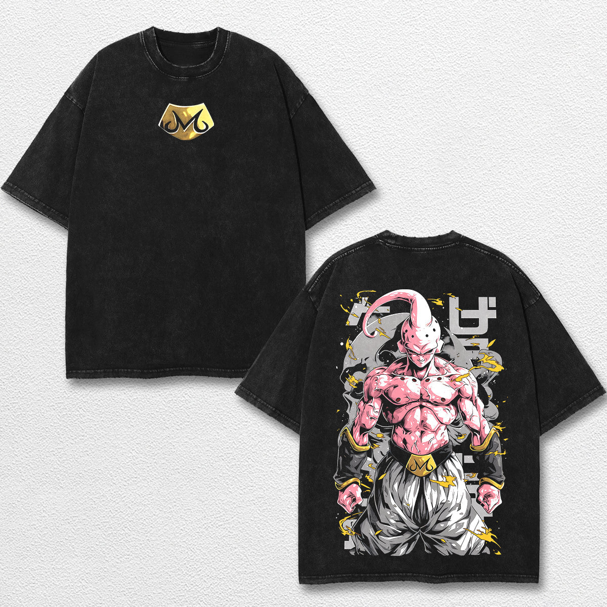 Retro Super Majin Buu - Dragon Ball Z Oversize Lightweight Acid Washed Hoodie Sweatshirt Tee, Anime Graph – image 1