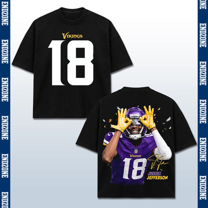 Justin Jefferson Minnesota Vikings #18 Griddy Celebration Vintage Graphic Hoodie Sweatshirt T-S – Black