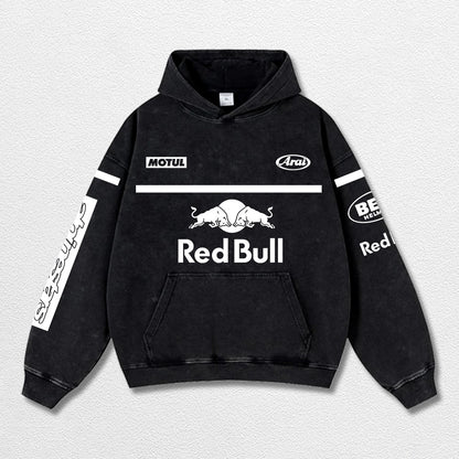 Retro Alpinestars Red Bull White Racing Washed Hoodie MotoGP World Champion Enthusiast Apparel Streetwear – image 3