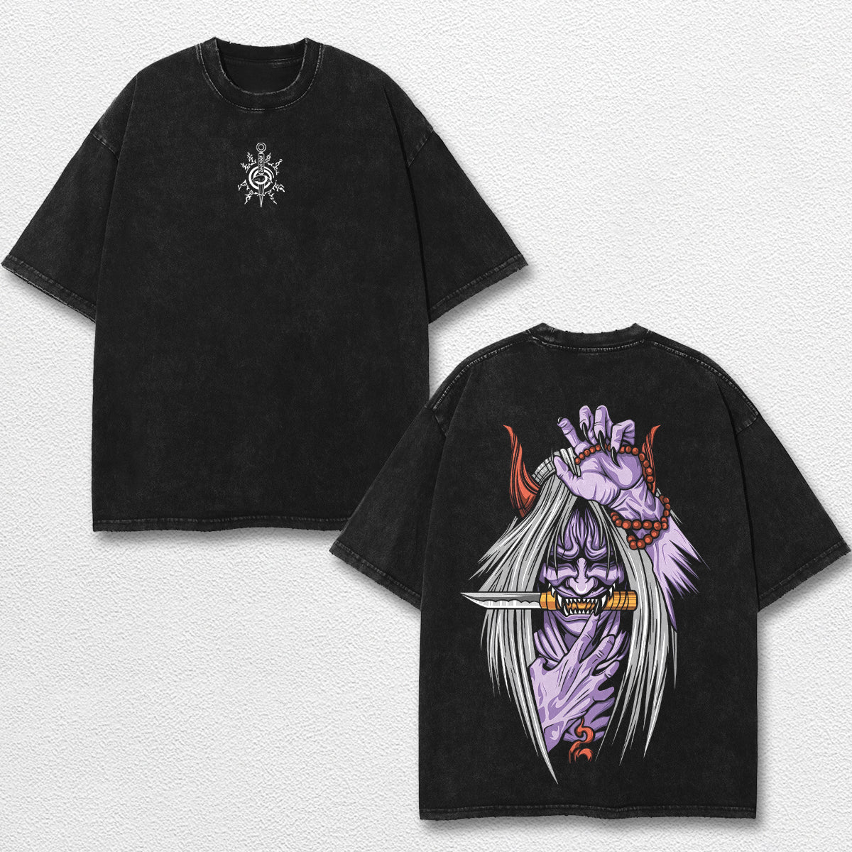 Retro Minato Reaper Death Seal - Naruto Oversize Lightweight Acid Washed Hoodie Sweatshirt Tee, Anime Gra – image 1