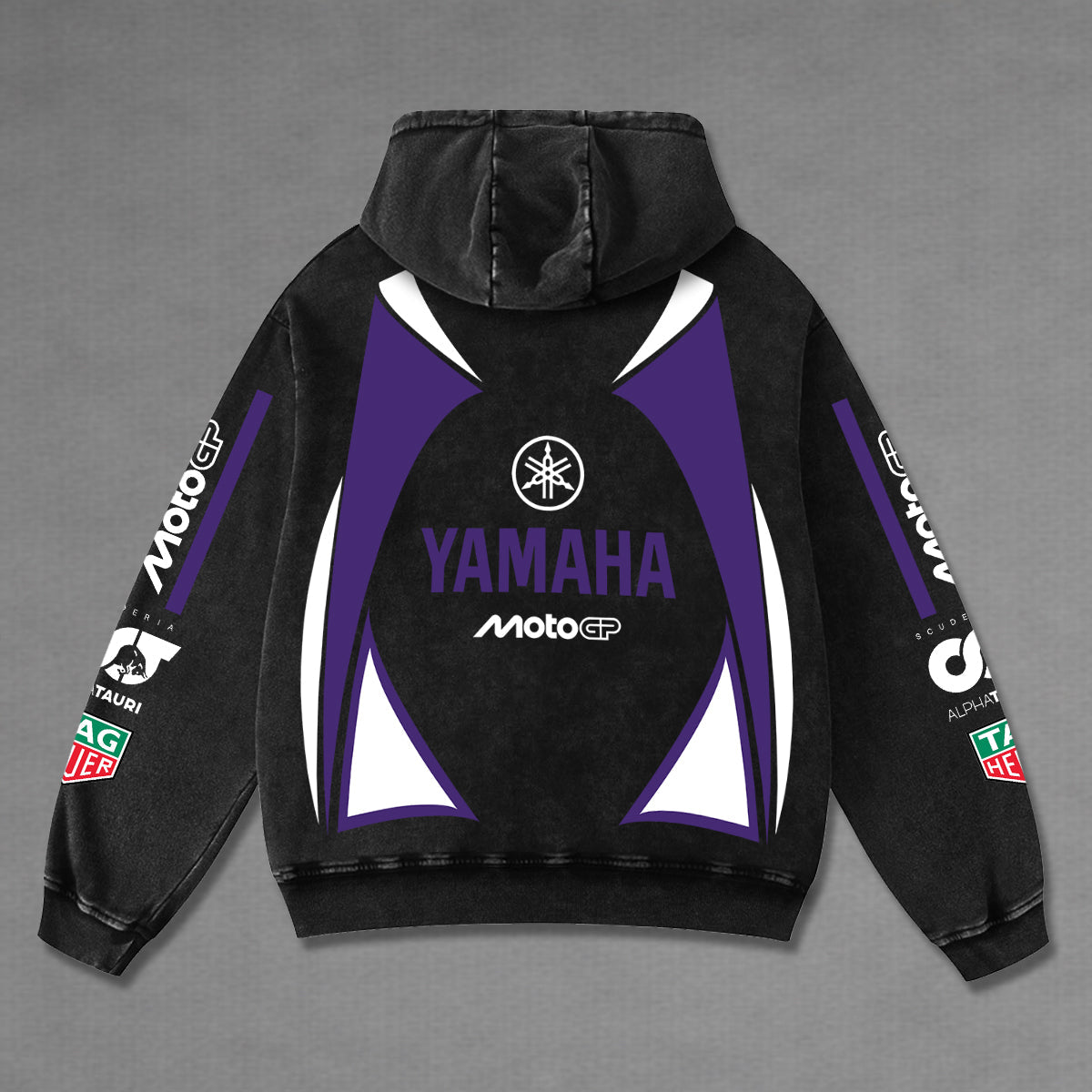 Yamaha Alphatauri Biker Hoodie Washed Vintage MotoGP Racing Streetwear, Motorcycle Graphic Hoodie Unisex, – image 3