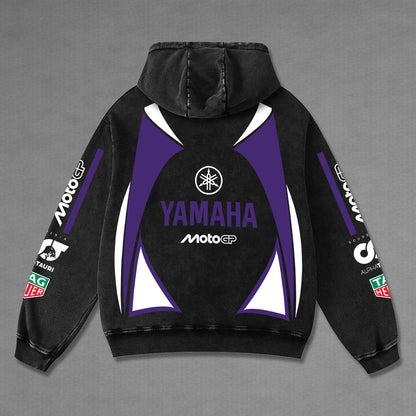 Yamaha Alphatauri Biker Hoodie Washed Vintage MotoGP Racing Streetwear, Motorcycle Graphic Hoodie Unisex, – image 3