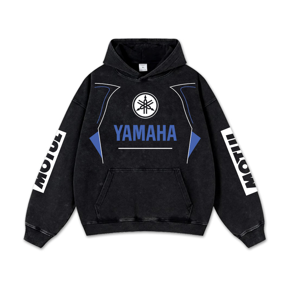 Retro Motul Yamaha Racing Washed Hoodie MotoGP World Champion Enthusiast Apparel Streetwear Racing Team S – image 2