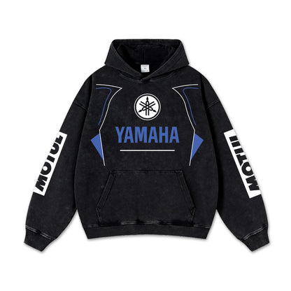 Retro Motul Yamaha Racing Washed Hoodie MotoGP World Champion Enthusiast Apparel Streetwear Racing Team S – image 2