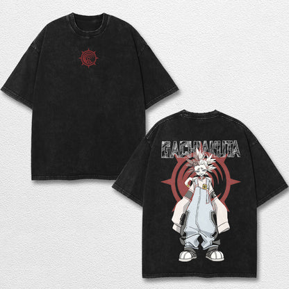Retro Dear Santa - Gachiakuta Oversize Lightweight Acid Washed Hoodie Sweatshirt Tee, Anime Graphic Desig – image 1