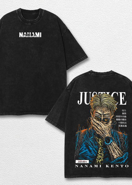 Retro Kento Nanami - Jujutsu Kaisen Oversize Lightweight Acid Washed Hoodie Sweatshirt Tee, Anime Graphic – image 1
