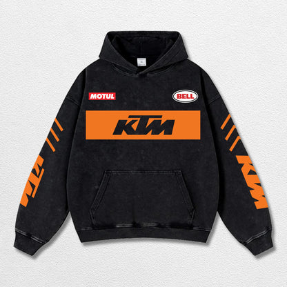 Retro Bell Helmets Redbull KTM Racing Washed Hoodie MotoGP World Champion Enthusiast Apparel Streetwear R – image 3