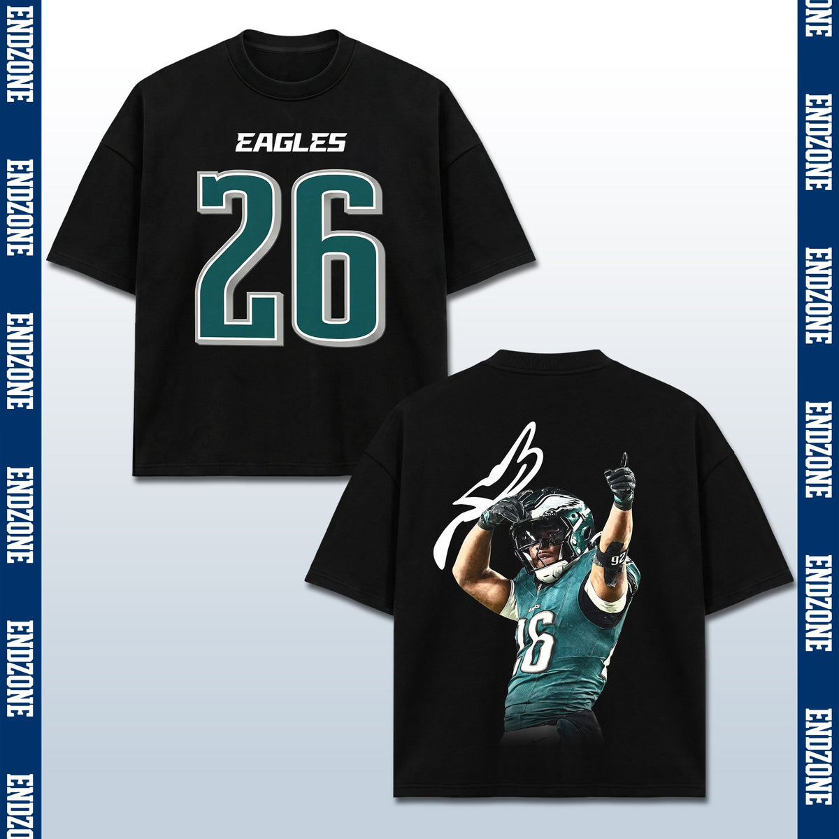 Saquon Barkley Philadelphia Eagles #26 Pointing Celebration Vintage Graphic Hoodie Sweatshirt T – Black