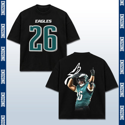 Saquon Barkley Philadelphia Eagles #26 Pointing Celebration Vintage Graphic Hoodie Sweatshirt T – Black