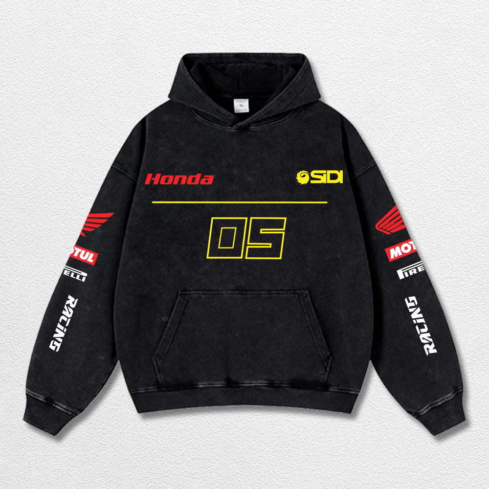 Retro Honda 05 Racing Washed Hoodie MotoGP World Champion Enthusiast Apparel Streetwear Racing Team Super – image 3