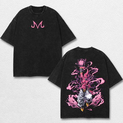 Retro Majin Buu Pink - Dragon Ball Z Oversize Lightweight Acid Washed Hoodie Sweatshirt Tee, Anime Graphi – image 1