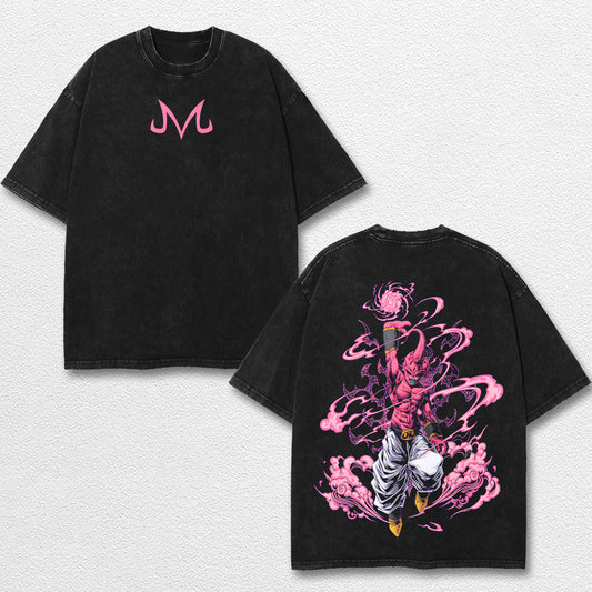Retro Majin Buu Pink - Dragon Ball Z Oversize Lightweight Acid Washed Hoodie Sweatshirt Tee, Anime Graphi – image 1