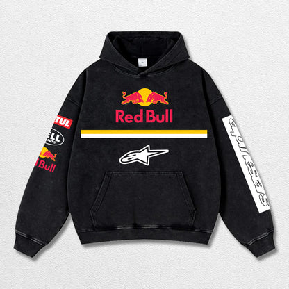 Retro Alpinestars Red Bull 01 Bell Helmets Racing Washed Hoodie MotoGP World Champion Enthusiast Apparel  – image 3