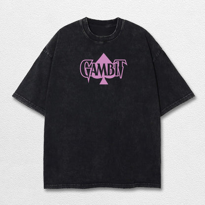 Gambit Xmen Hero Comic Double Printed Oversize Lightweight Acid Washed Tee, Character Marrvel Comics TV S – image 3
