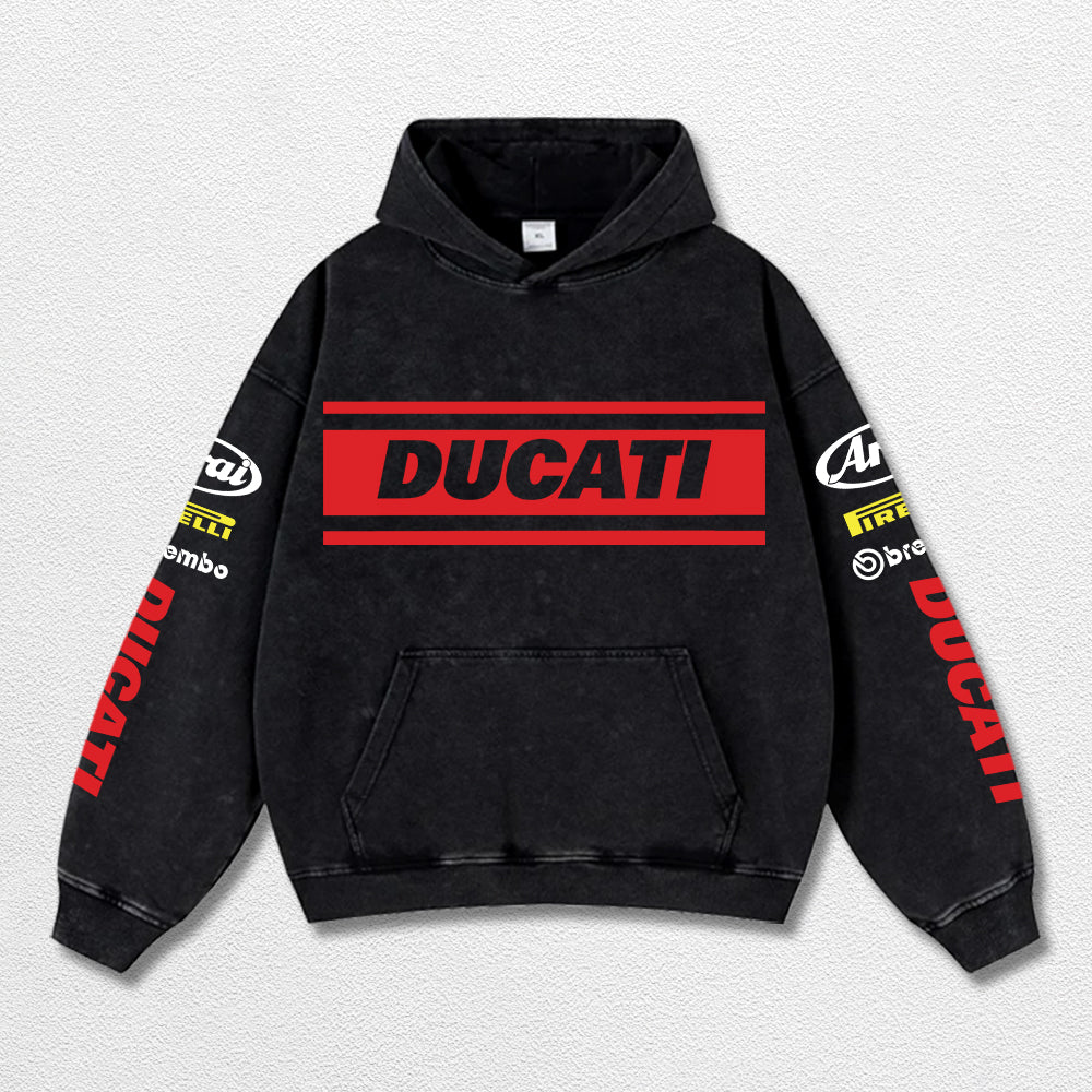 Retro Brembo Ducati Racing Washed Hoodie MotoGP World Champion Enthusiast Apparel Streetwear Racing Team  – image 2