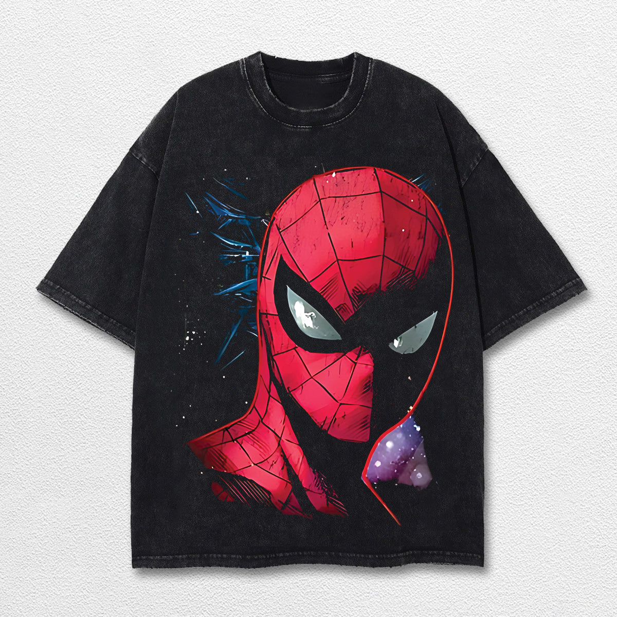 Spider Man Hero Comic Double Printed Oversize Lightweight Acid Washed Tee, Character Marrvel Comics TV Se – image 3