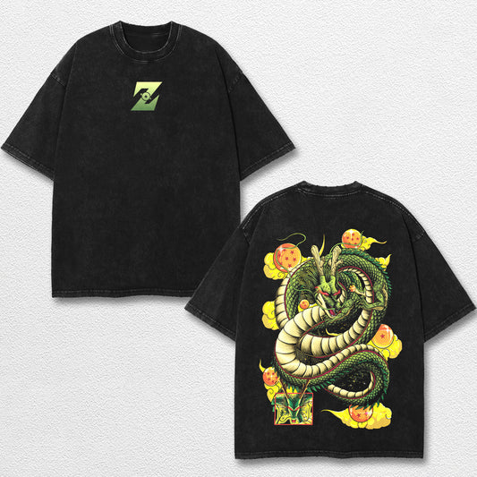 Retro Shenron - Dragon Ball Z Oversize Lightweight Acid Washed Hoodie Sweatshirt Tee, Anime Graphic Desig – image 1