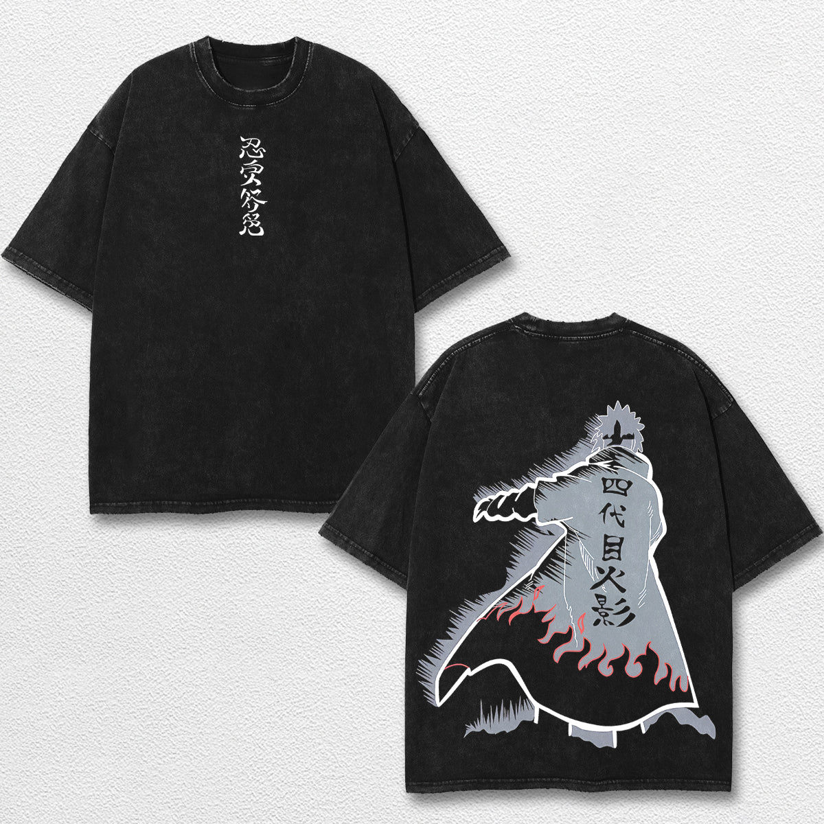 Retro Minato Namikaze Hokage - Naruto Oversize Lightweight Acid Washed Hoodie Sweatshirt Tee, Anime Graph – image 1