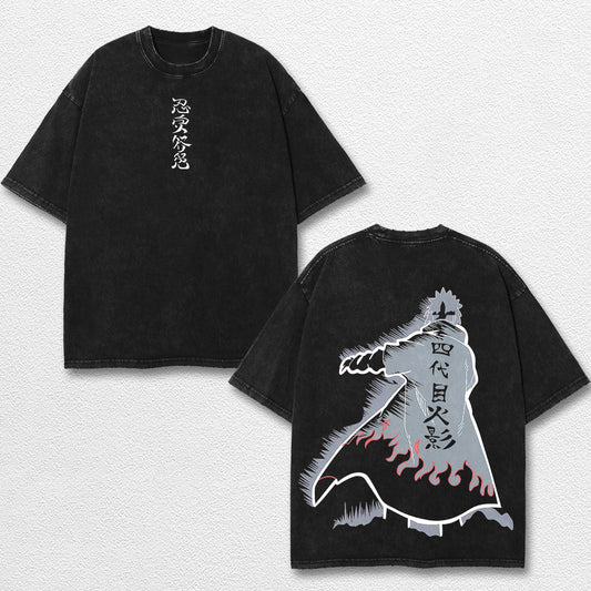 Retro Minato Namikaze Hokage - Naruto Oversize Lightweight Acid Washed Hoodie Sweatshirt Tee, Anime Graph – image 1