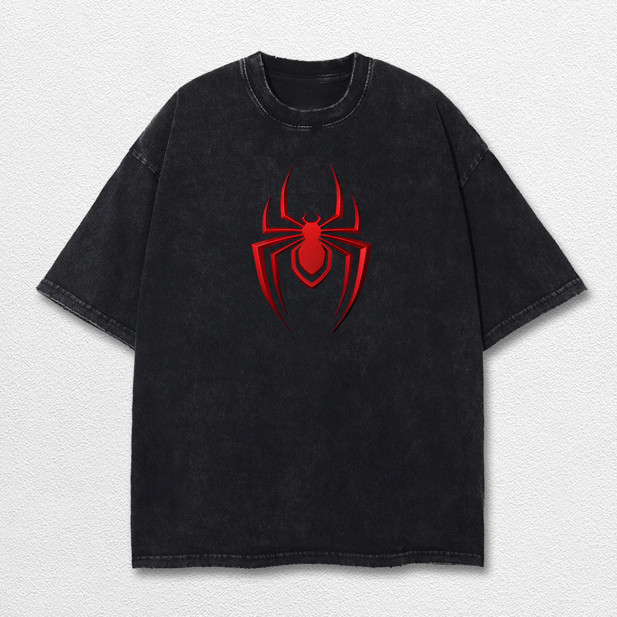 Miles Morales Spider-Verse Hero Comic Double Printed Oversize Lightweight Acid Washed Tee, Character Marr – image 3